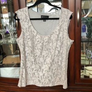 INC Lace Mesh Scoop Neck Tank